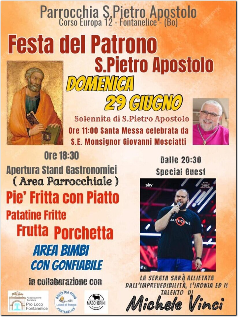 festa di san pietro a fontanelice festa del patrono con funzioni religiose e stand gastronomico